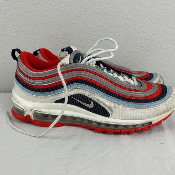 Nike Air Max 97 USA Denim Chile Red/Metallic Silver DJ5717-600 Size 8.5 - Picture 1 of 5